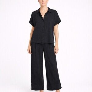 Sundays We are Sundays Black Cotton Gauze wide leg pants and top set  Small XS/S